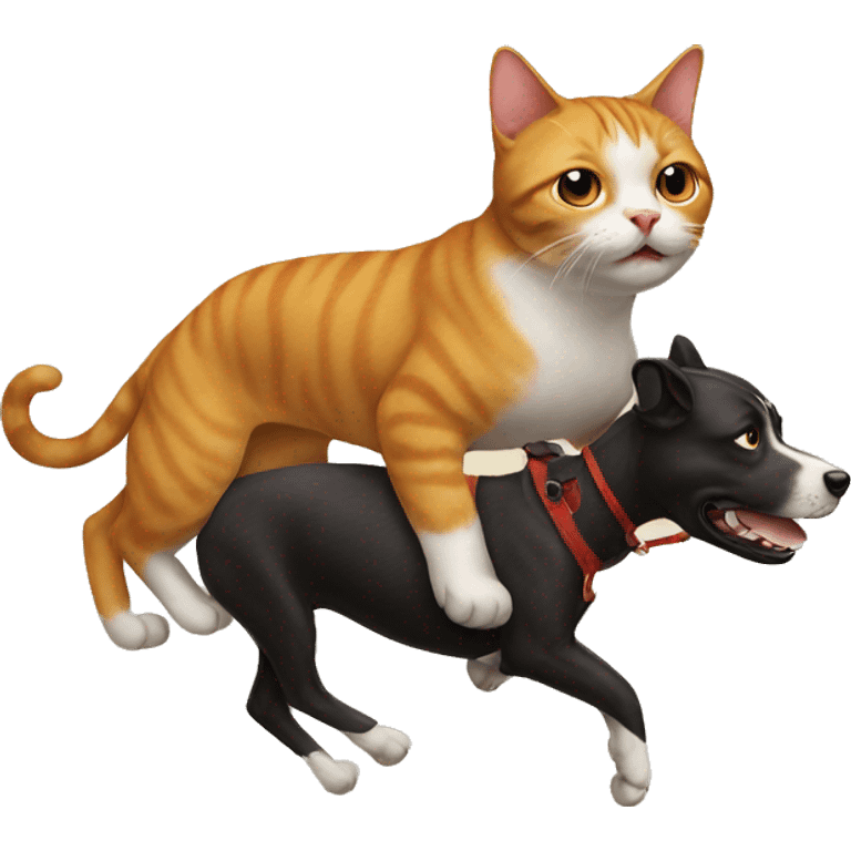 Cat riding a dog emoji