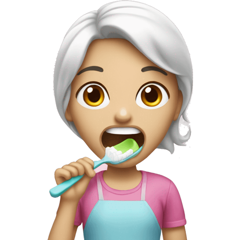 A girl brushing teeth emoji