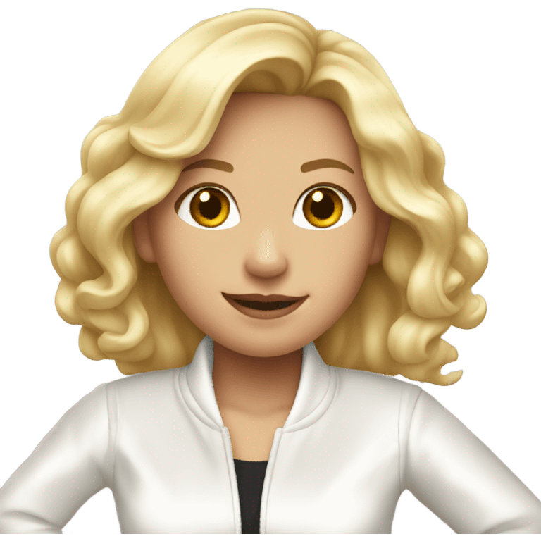 Blonde Girl dancer in white satin jacket emoji