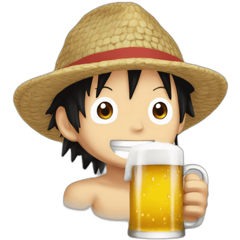 Luffy bois une bière emoji