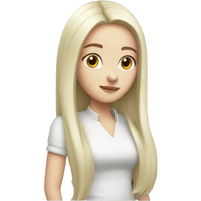 Pale girl with long black hair cooking  emoji