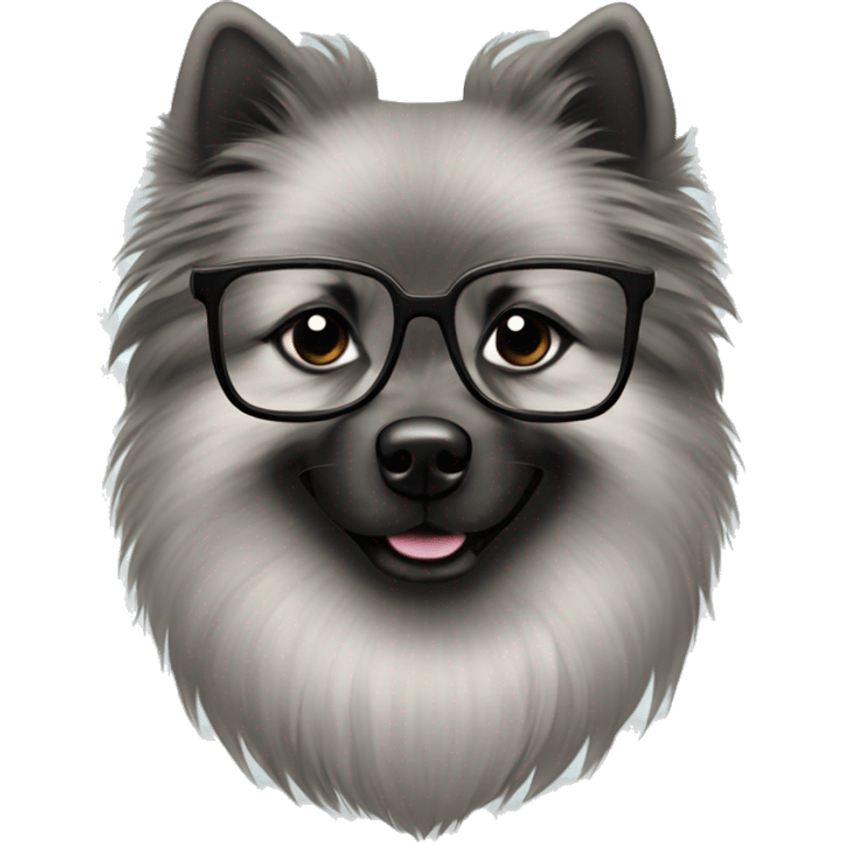 keeshond dog with bow and glasses emoji