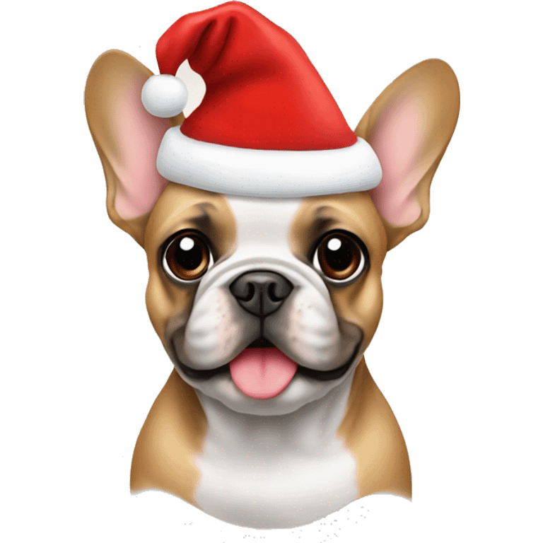 Frenchie with a Christmas hat on  emoji