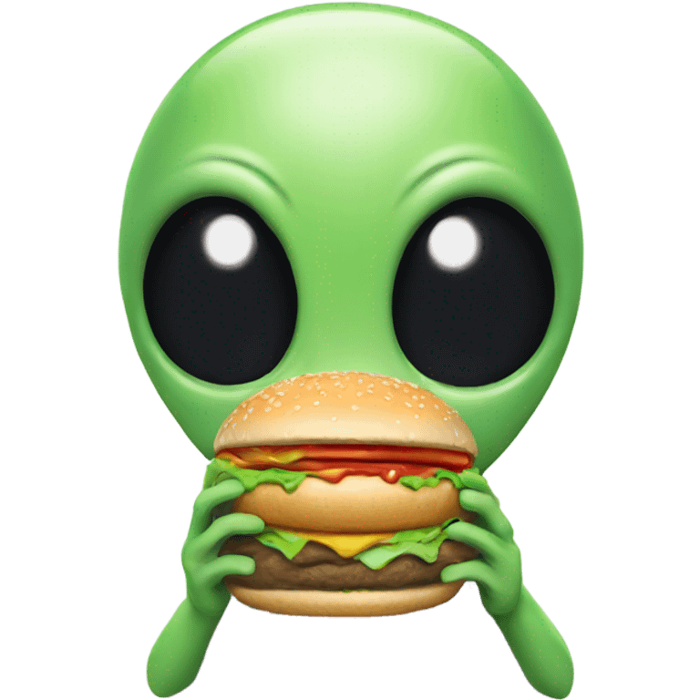 Alien eating a buger emoji