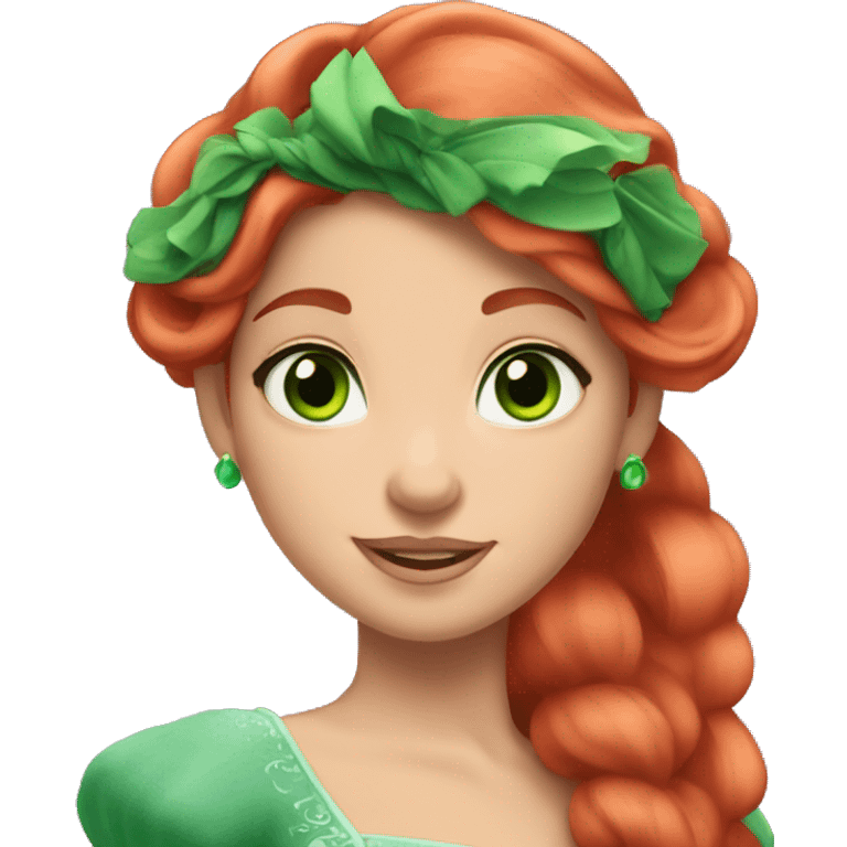 aurora disney princess with red hair green eyes emoji