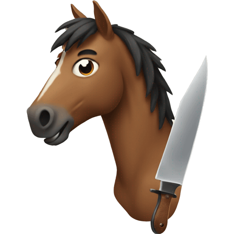 Horse with a knife emoji