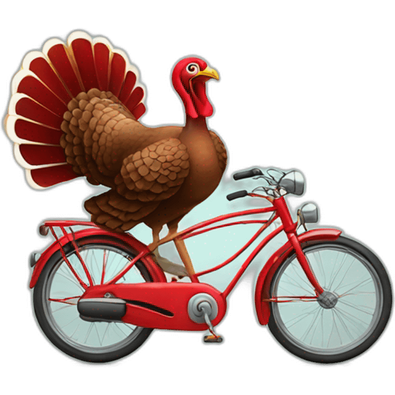 turkey-Riding-a-brght-red-bike emoji