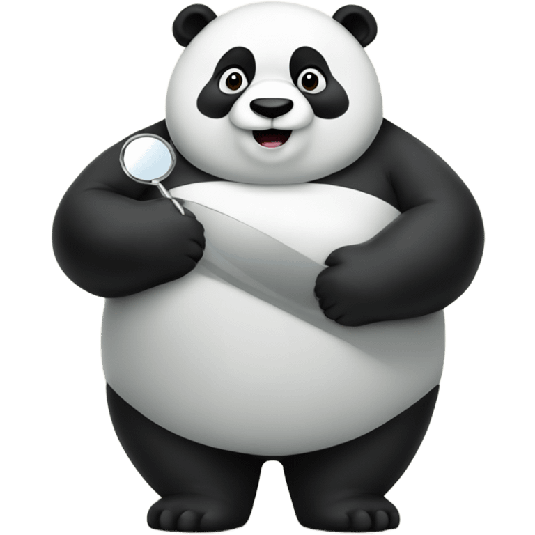 A fat panda holding a mirror emoji