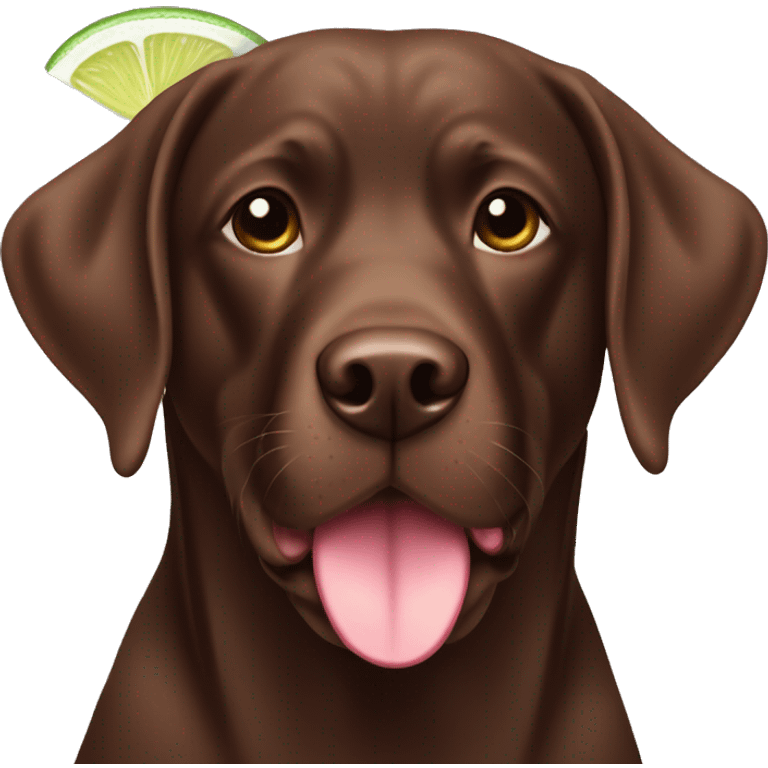 Chocolate lab with a margarita emoji