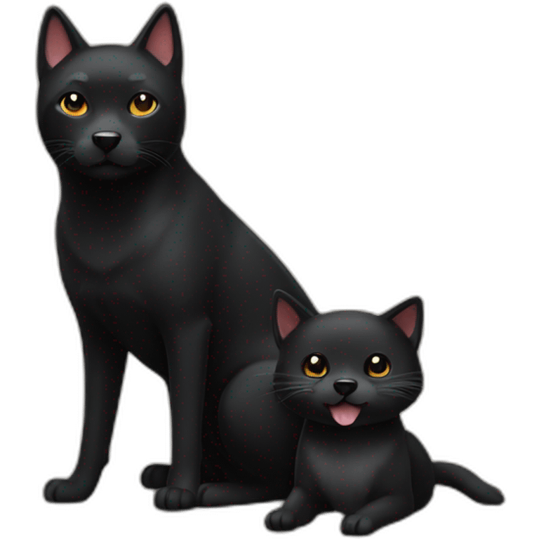 a black cat with a shiba inu emoji