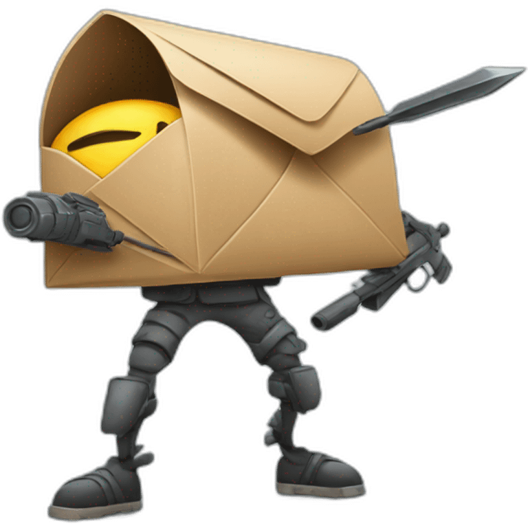 mail with legs with weapons alive attacking cartoon funny emoji