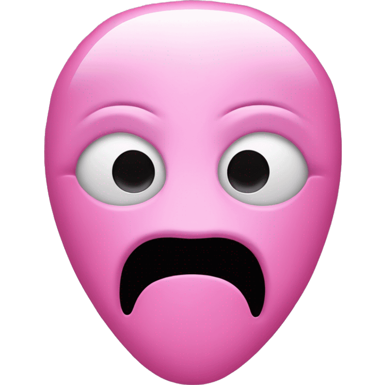 Ghost face mask with downward drooping heart shaped eyes and long gaping black mouth in shades of pink emoji