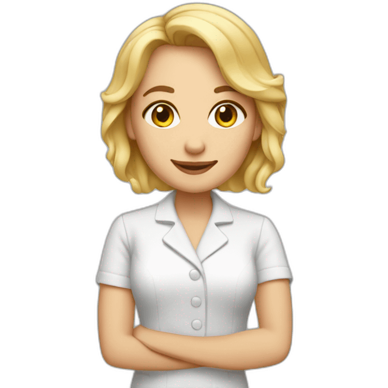 baker teacher with blonde lob emoji