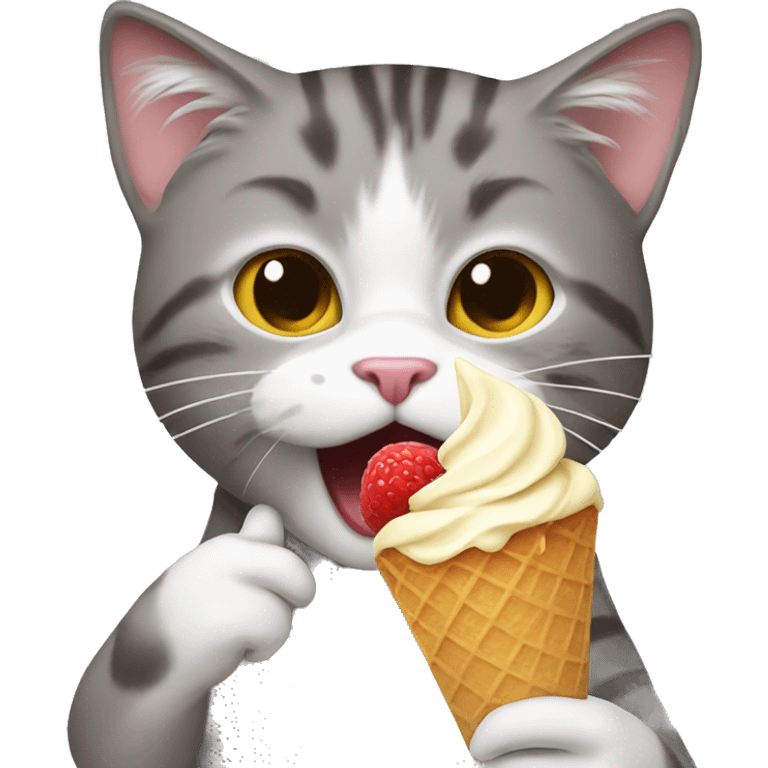 Cat eating icecream emoji