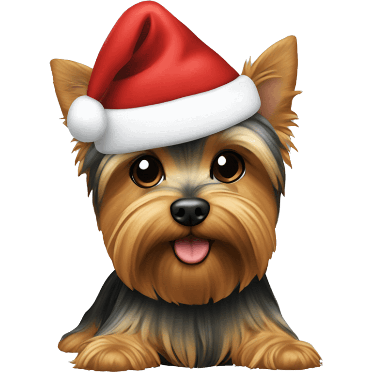 Yorkie with Santa hat emoji