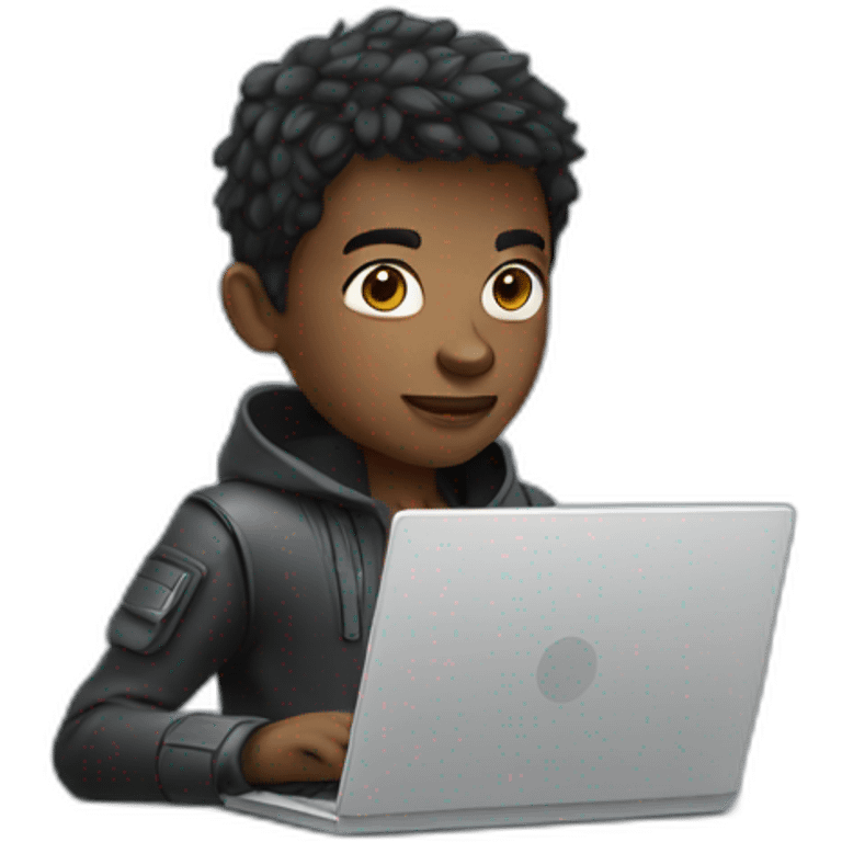 Futuristic boy with laptop  emoji