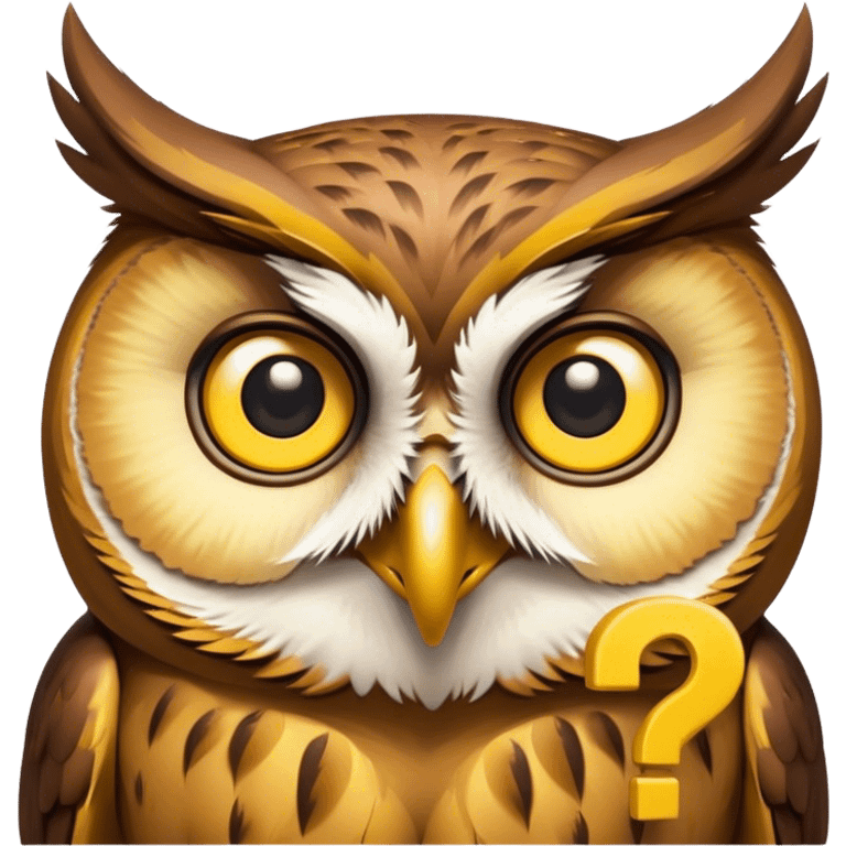 Owl and a yellow question mark above the head  emoji