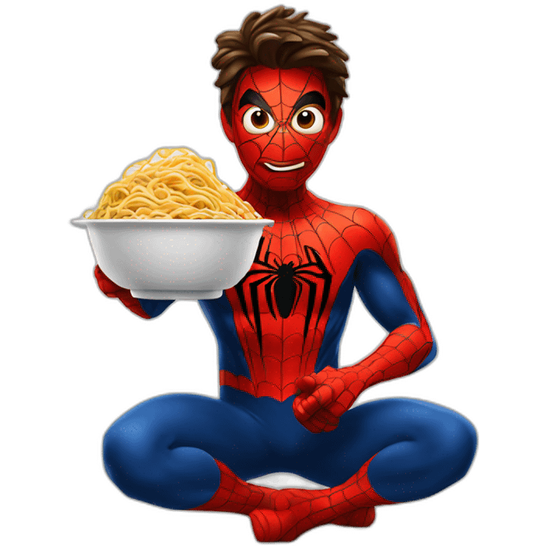 spiderman eating noodles emoji