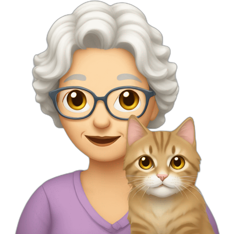 grandma with siberian cat emoji