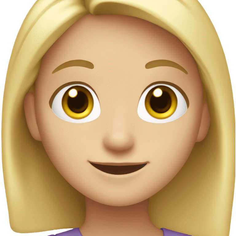 girl with blonde hair and hazel eyes waving emoji