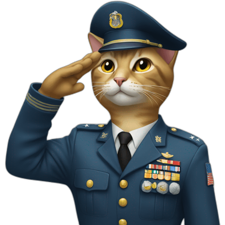 cat giving a military salute emoji