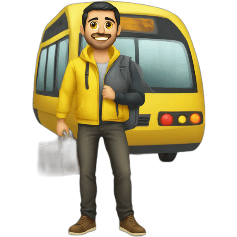 Armenian men in yellow clothing in public trasnport emoji