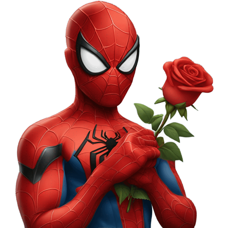 Spiderman holding roses for valentine’s day emoji