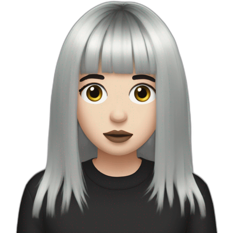 Billie eilish black hair fringe emoji