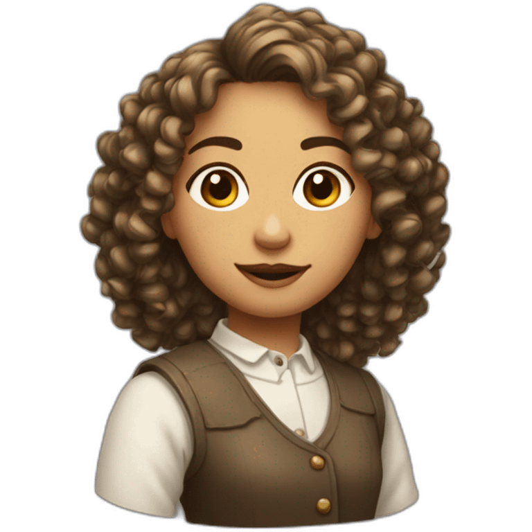 Fille avec cheveux bouclés emoji