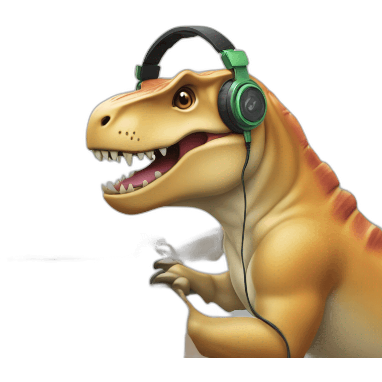 techsupport trex in headphones with micro emoji