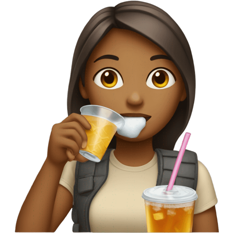 girl dinking ice te  emoji