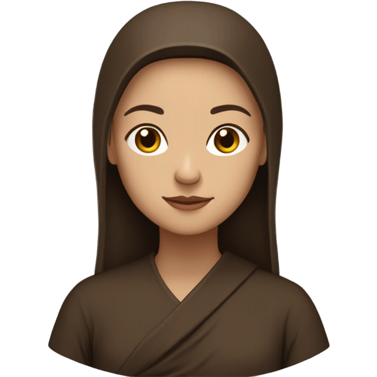 female monk with long brown straight hair emoji