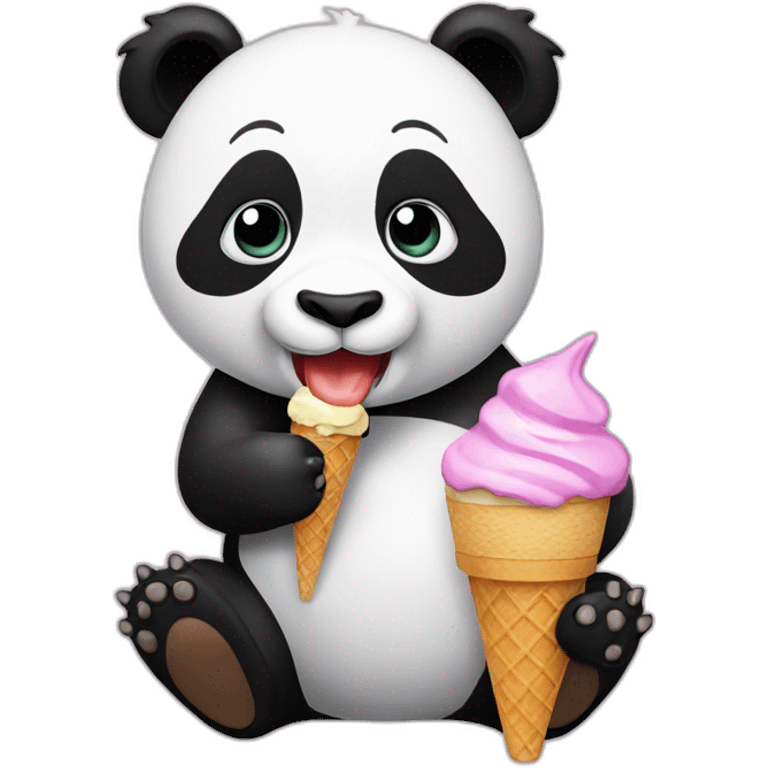 Panda eating ice cream emoji