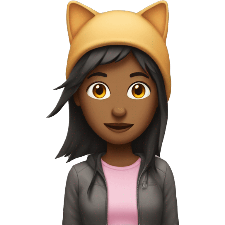 Girl with cat ear hat on emoji