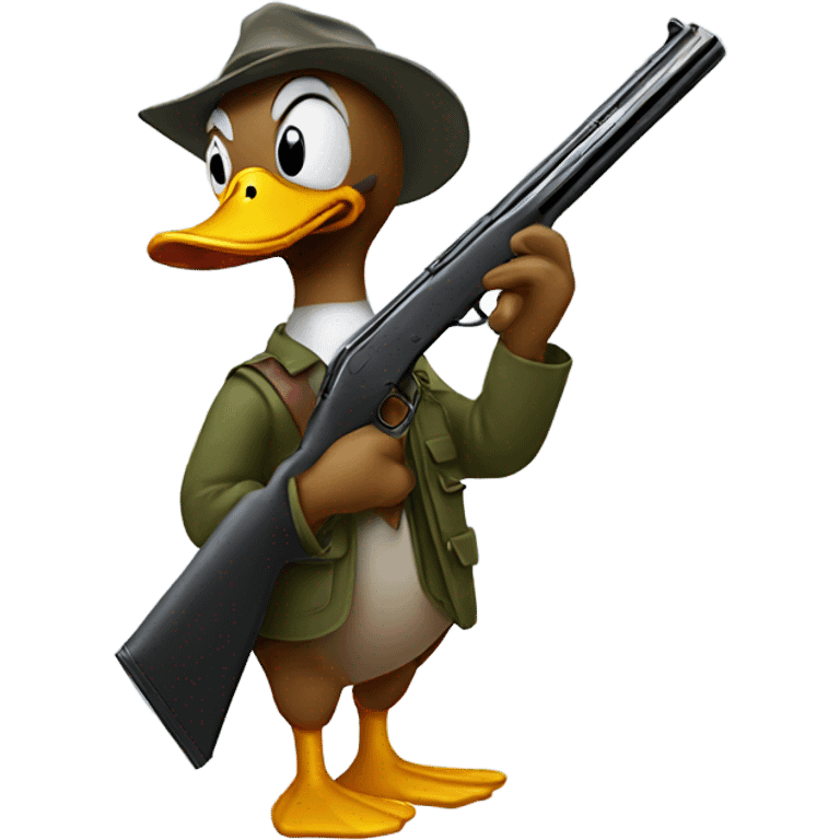 Duck with shotgun emoji