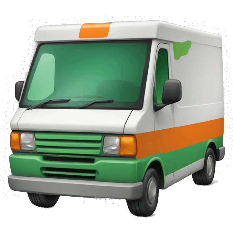 delivery van with green and orange emoji