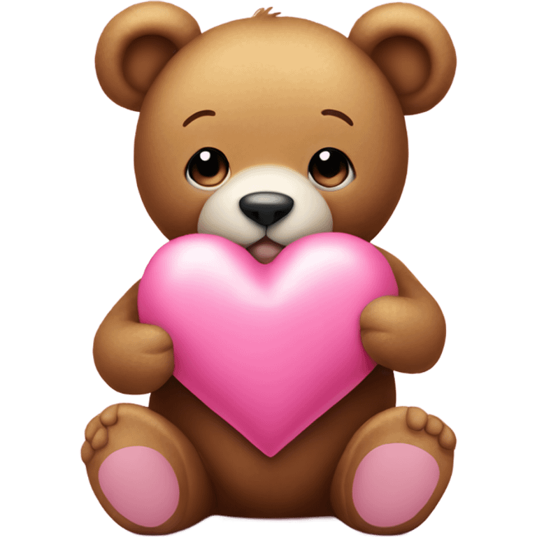 cute teddy bear holding a big pink heart emoji