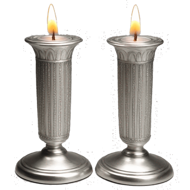 2 large shabbat candles in silver candlesticks  emoji