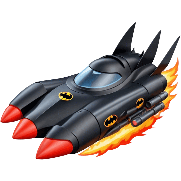 batmobile in rocket ship boom rocket at take-off in fire france ! emoji