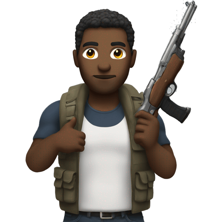 man with shotguns as arms emoji