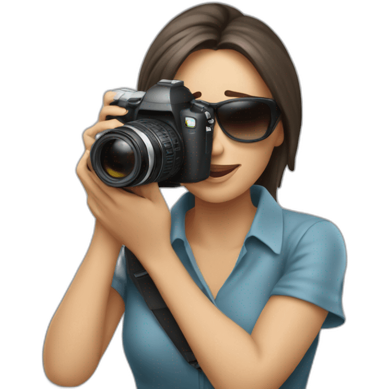 Paparazzi mujer con su cámara tomando foto emoji