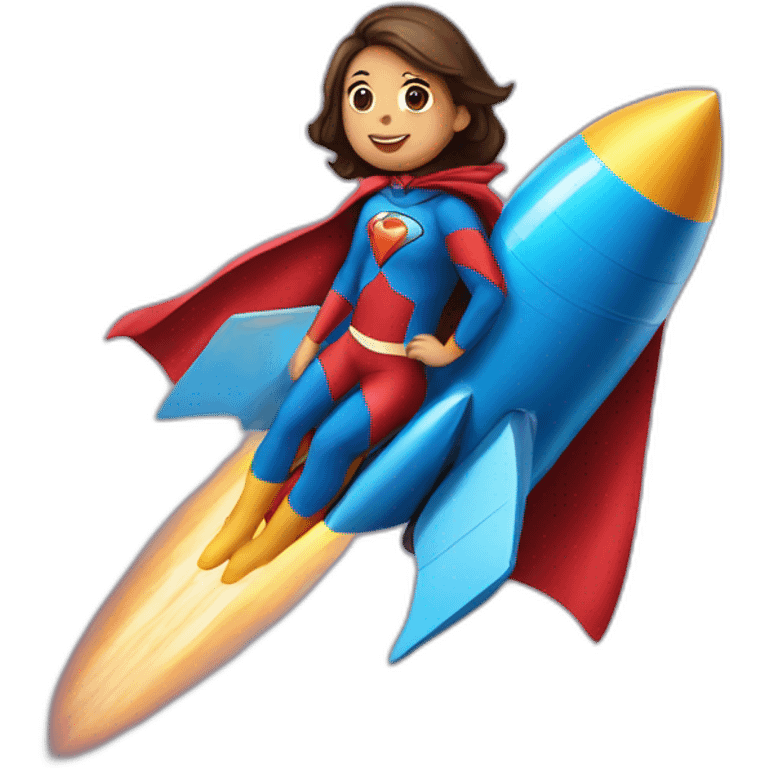 person dressed with a superhero cape riding on a rocket emoji