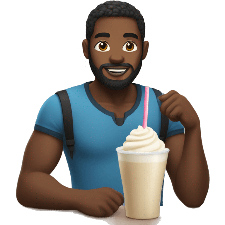 black man with beard holding a milkshake emoji