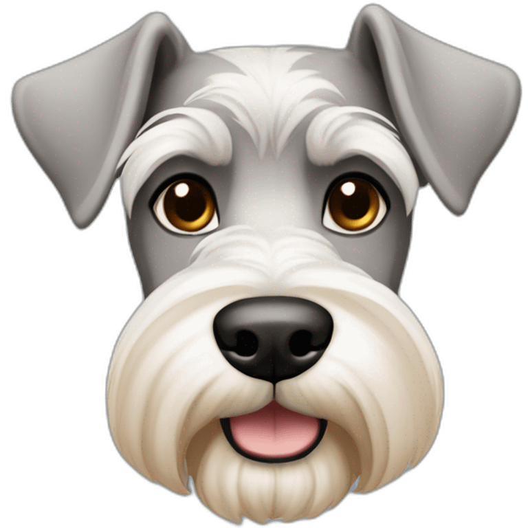 white gray to caramel schnauzer alike breed with black nose and up ears emoji