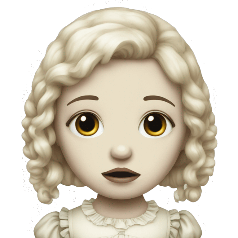 creepy cracked porcelain doll sad crying emoji