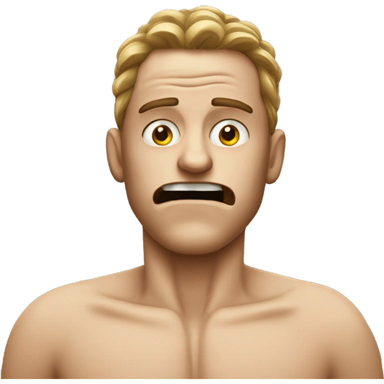 scared man with his skin made out of falmes emoji