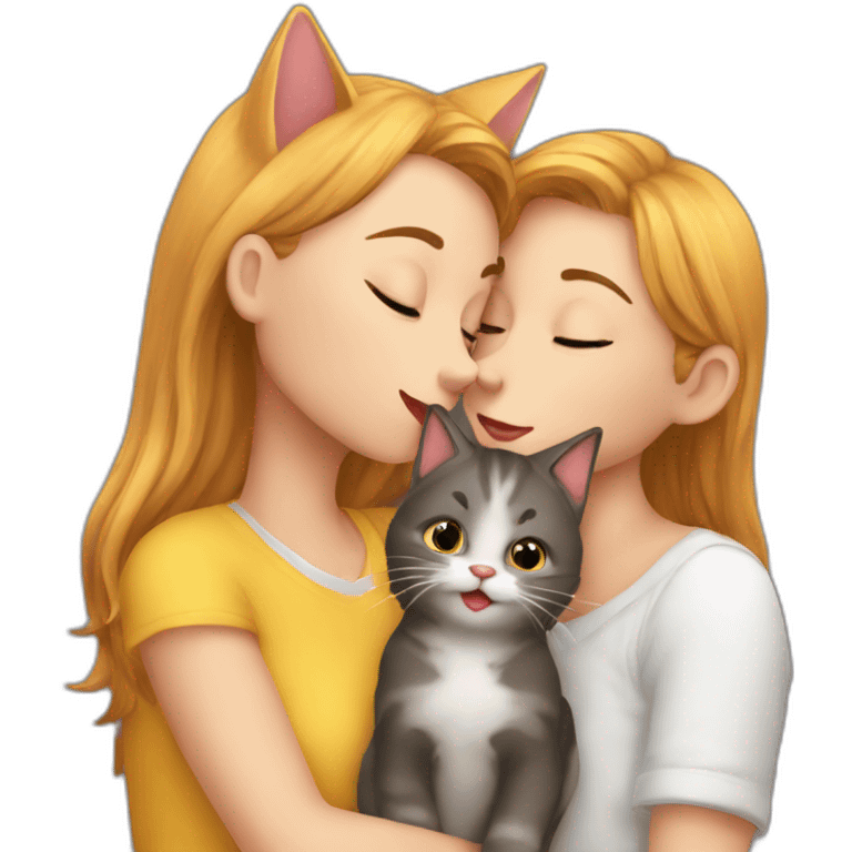 cat kisses a girl emoji