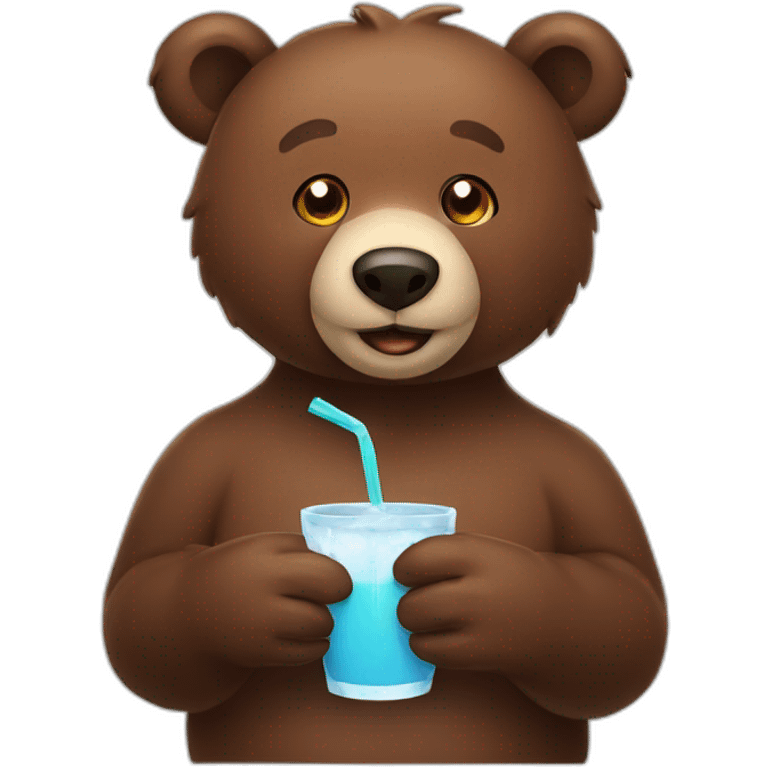 Brown bear making drinks emoji