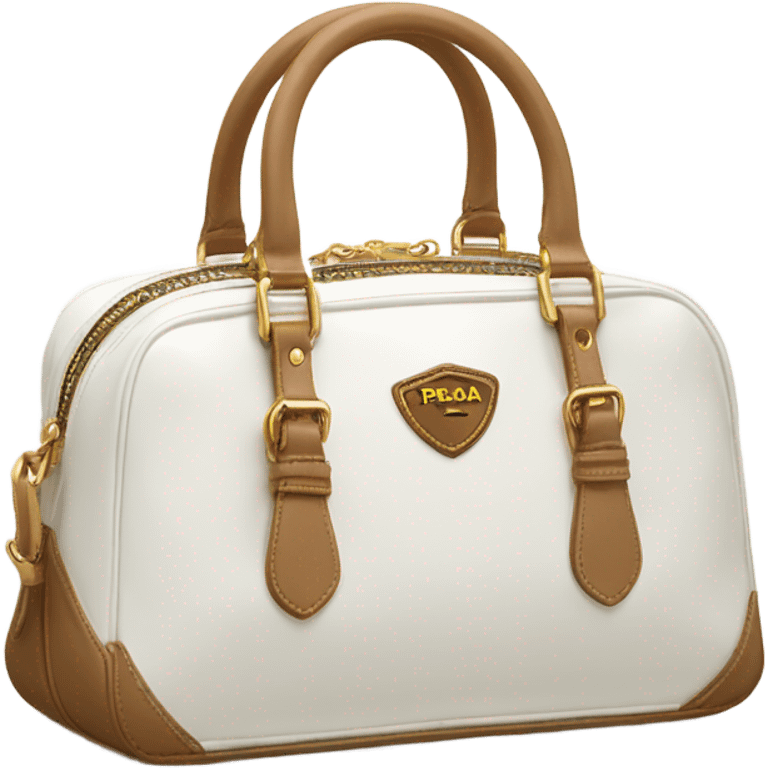 Classic style white Prada bowling bag with Prada logo  emoji