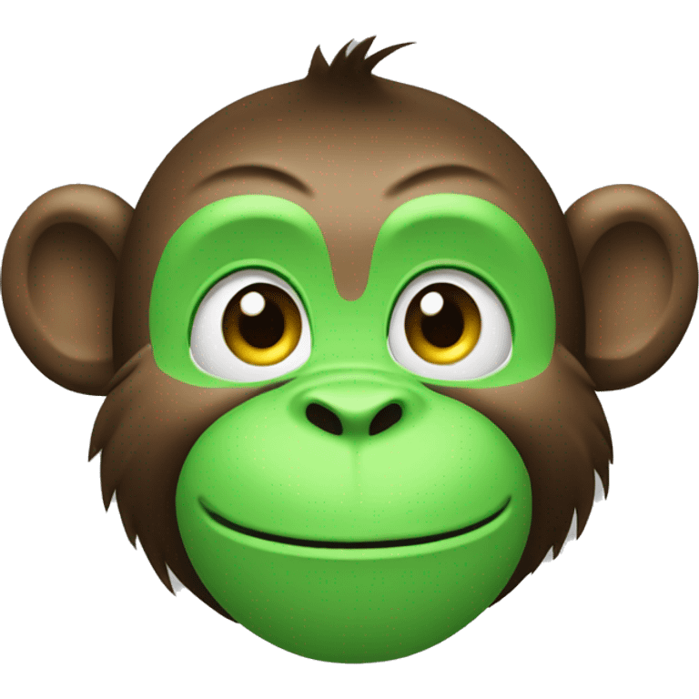 Monkey face line with green buzz color clapping emoji